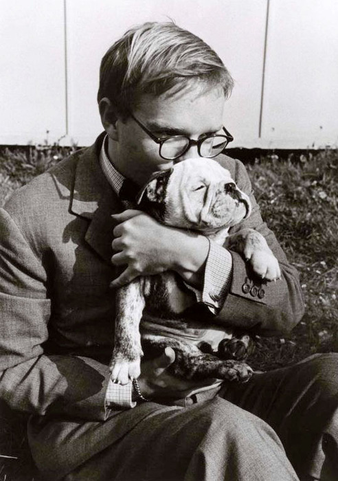 Truman Capote with puppy